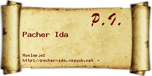 Pacher Ida névjegykártya